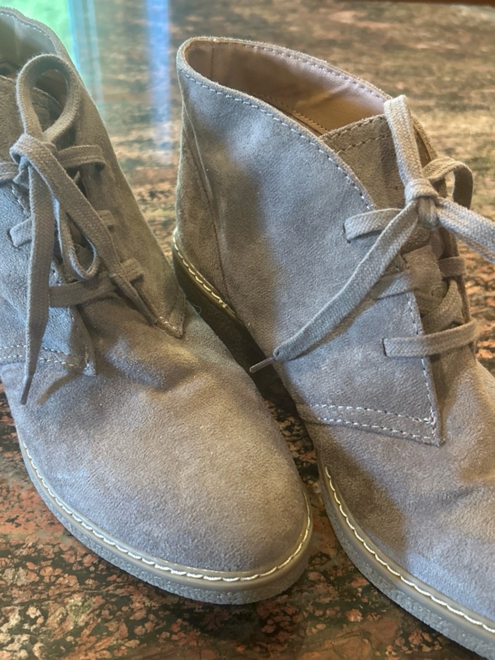 Women’s brown faux Suede Lace-Up Desert Boots 10 boho chunky heel